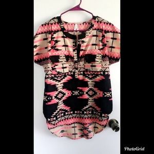 Blouse Tribal Pink & Black Shirt